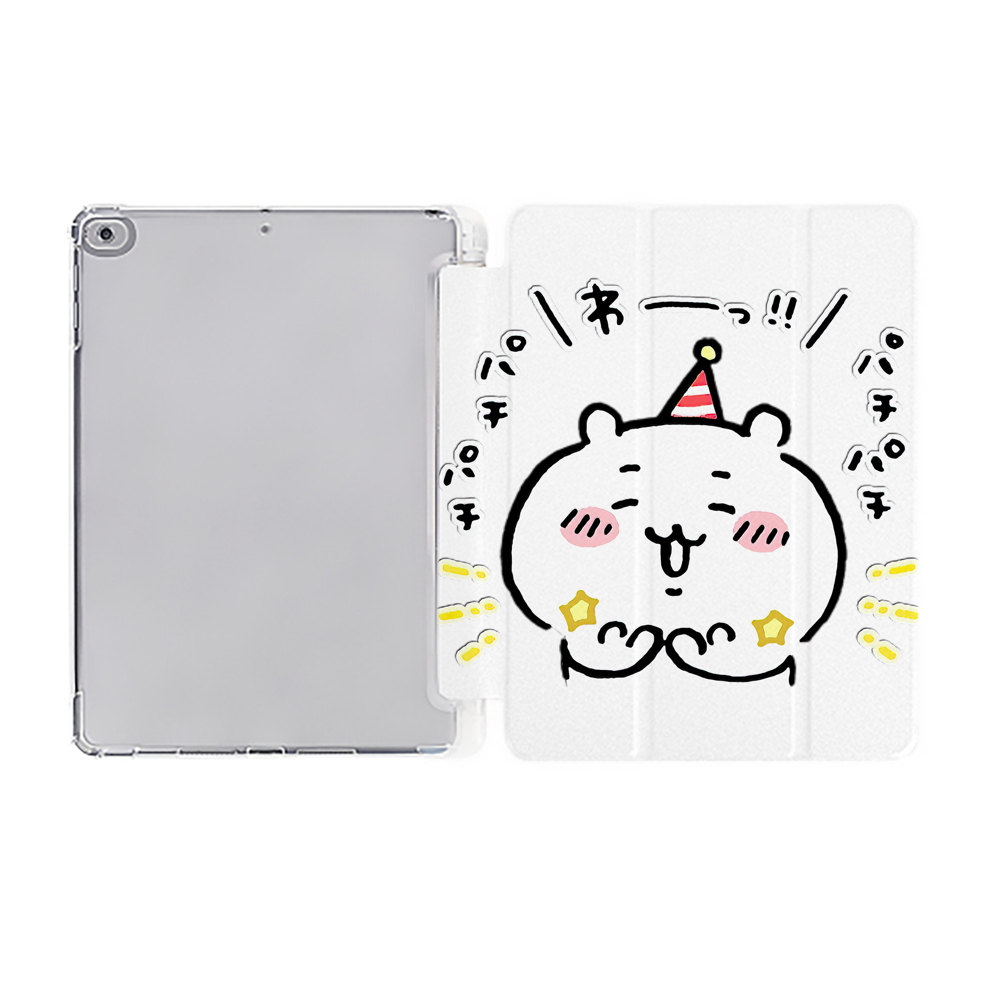 （画像用） ちいかわ ちいかわ Chii-kawa chiikawa IPad ケース ペン収納付き 三つ折りスタンド PUレザー×シリコン 対応機種9.5/10.5/10.9インチ